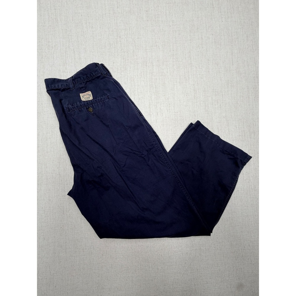 VTG Polo Ralph Lauren Mens Navy Blue Pleated Chino Pants 34x32 Made in USA